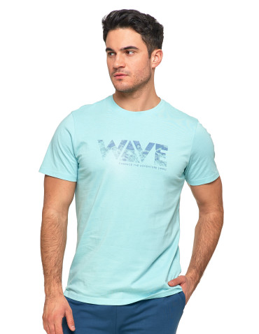 Koszulki, topy, koszule - T-shirt koszulka męska 100% bawełna Wave NIEBIESKI - produkt 1