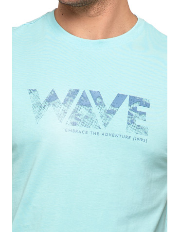Koszulki, topy, koszule - T-shirt koszulka męska 100% bawełna Wave NIEBIESKI - produkt 3