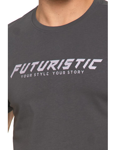 Koszulki, topy, koszule - Męski t-shirt bawełniany Futuristic SZARY - produkt 2