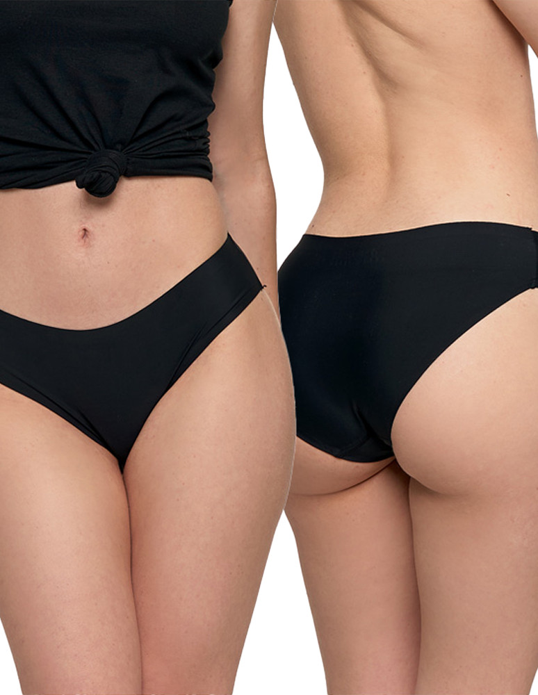 Figi - Majtki laserowo cięte bezszwowe figi mini bikini CZARNY - produkt moraj.pl 2