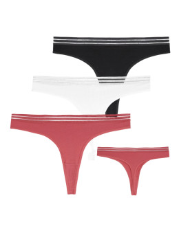 Majtki stringi damskie bawełniane z siateczkową gumką 3-pak