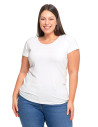 T-shirt damski z okrągłym dekoltem plus size BIAŁY