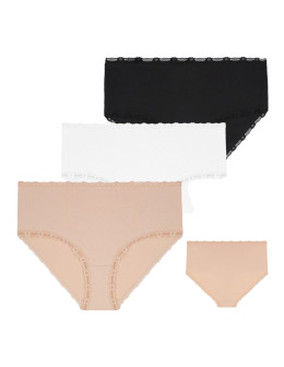 Majtki damskie figi z wysokim stanem Plus Size 3-pak