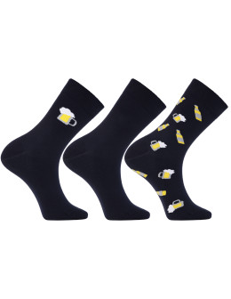 Skarpety męskie granatowe długie zabawne w piwo 3-pak
