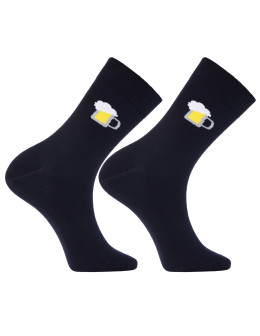 Skarpety męskie granatowe długie zabawne w piwo 3-pak  - produkt 2