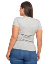 T-shirt damski bawełniany z dekoltem V Plus Size JASNY SZARY