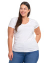 T-shirt damski bawełniany z dekoltem V Plus Size BIAŁY