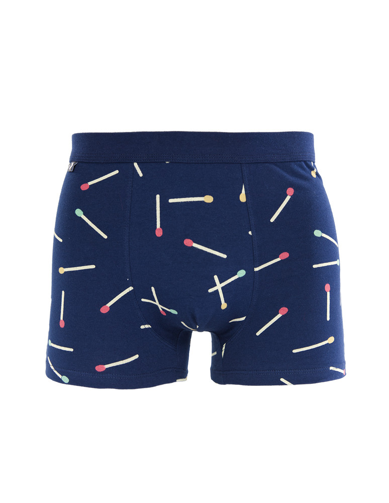 Bokserki męskie bawełniane zabawny wzór zapałki GRANATOWY