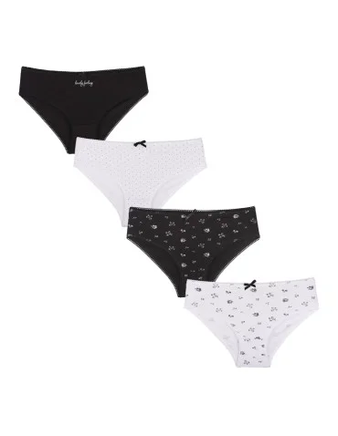 Majtki figi - Figi damskie bikini bawełniane w drobne wzory 4-pak WIELOKOLOROWY - produkt 1
