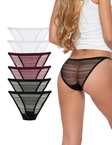 Figi - Majtki damskie figi tanga koronkowe WIELOKOLOROWY - produkt 3