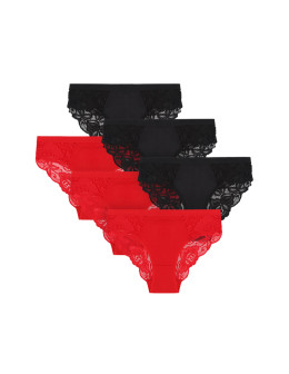 Majtki figi bikini damskie z koronkowym wykończeniem 6-pak