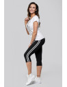 Legginsy damskie 3/4 z lampasami CZARNY