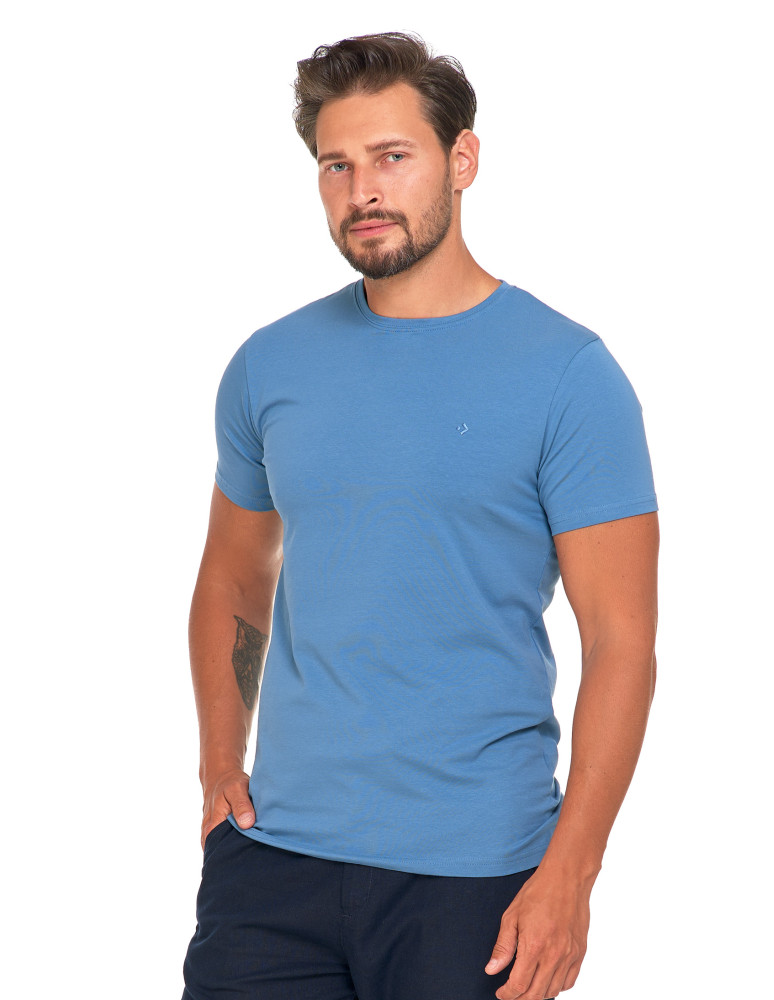 T-shirt męski z bawełny czesanej z okrągłym dekoltem JEANS