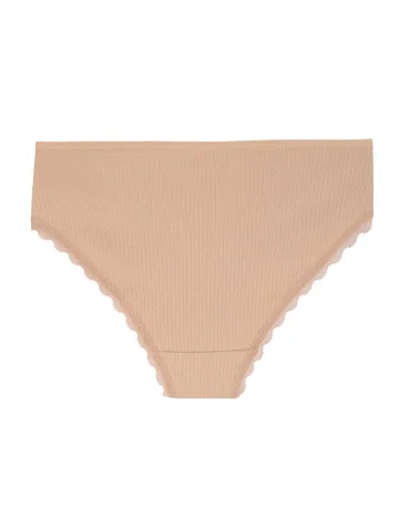 Majtki figi damskie bawełniane w prążek z koronką 6-pak  - produkt 2