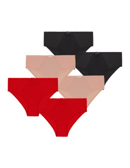 Majtki damskie figi bikini z transparentnymi wstawkami 6-pak