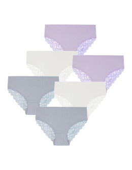 Majtki figi damskie prążkowane z koronkowym tyłem 6-pak