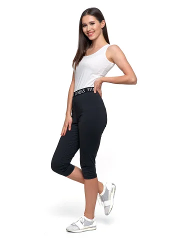 Legginsy damskie - Legginsy damskie z napisem Fitness CZARNY - produkt 1