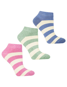 Skarpetki stopki damskie w kolorowe paski 3-pak