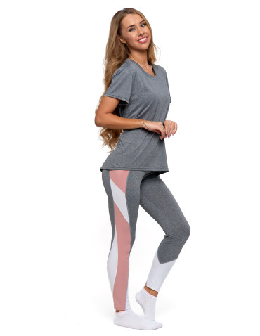 Bluzki i koszule - Sportowa bluzka damska z krótkim rękawkiem SZARY - produkt 1