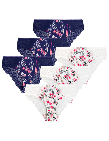 Figi - Damskie figi bikini z koronkowym tyłem elastyczne WIELOKOLOROWY - produkt 1