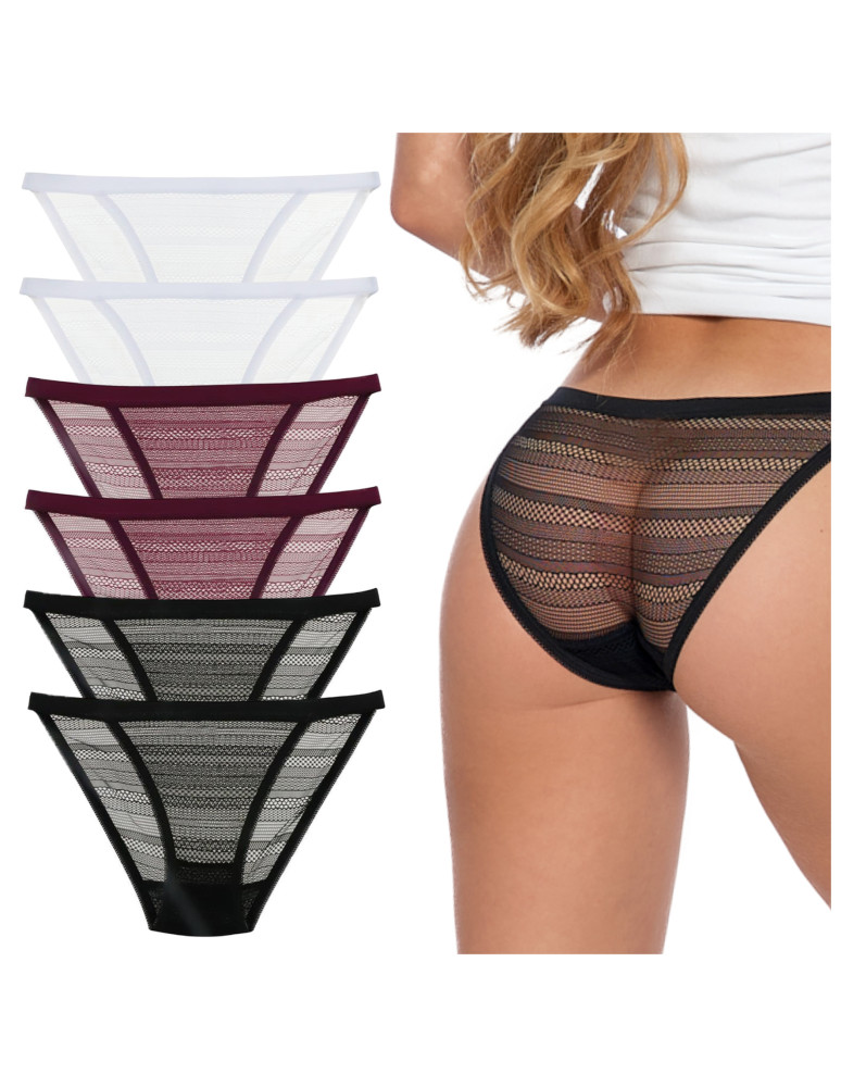 Figi - Majtki damskie figi tanga koronkowe WIELOKOLOROWY - produkt moraj.pl 5
