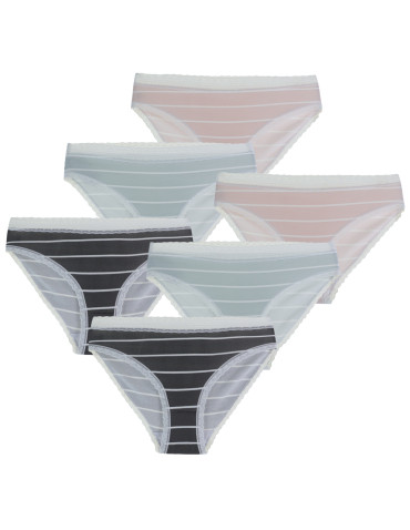 Figi - Majtki damskie figi bikini z koronkowym wykończeniem 6-pak WIELOKOLOROWY - produkt 1