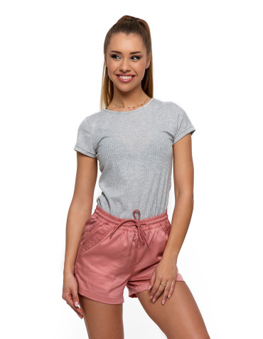 Bluzki i koszule - Jednokolorowa bluzka damska z prążka SZARY - produkt 5