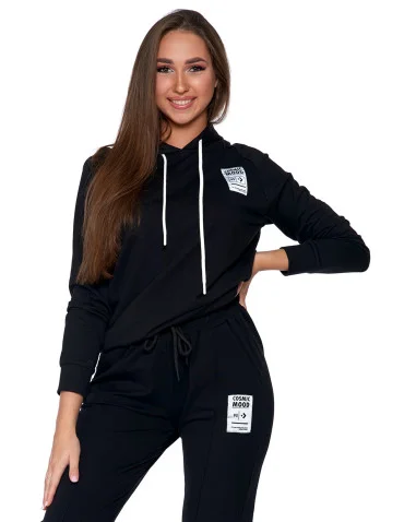 Bluzy damskie - Bluza damska z kapturem CZARNY - produkt 1