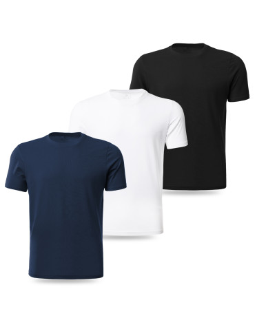 Koszulki, topy, koszule - Koszulka męska bawełniana T-shirt z okrągłym dekoltem 3-pak WZÓR 3 - produkt 4