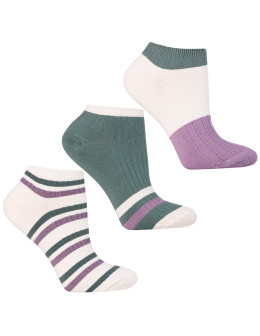 Damskie skarpetki stopki w prążek bawełniane 3-pak