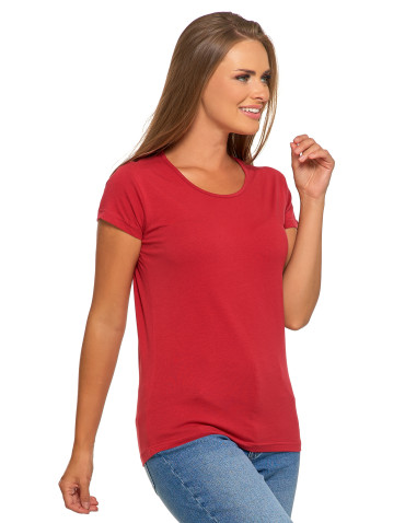 Koszulki i topy - T-shirt damski bawełniany z krótkim rękawkiem jednokolorowy GRANATOWY - produkt 11