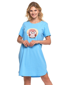 Koszula nocna damska z bawełny z nadrukiem sowy