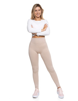Legginsy damskie z wysokim stanem prążkowane sportowe