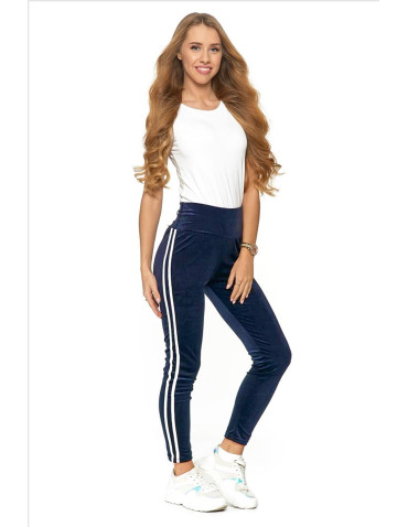 Legginsy - Legginsy welurowe z wysokim stanem Plus Size GRANATOWY - produkt 2