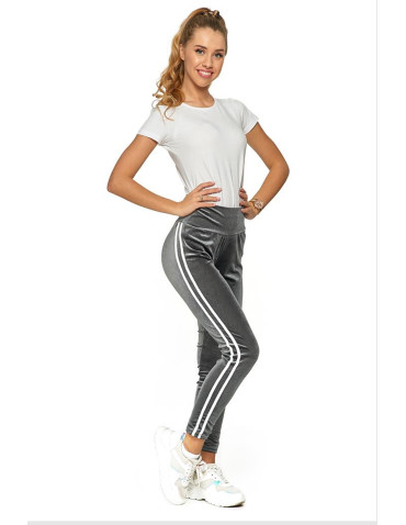 Legginsy - Legginsy welurowe z wysokim stanem Plus Size GRAFIT - produkt 1