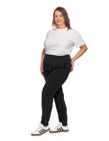 Spodnie - Damskie spodnie dresowe rurki eleganckie z kieszeniami CZARNY - produkt 5