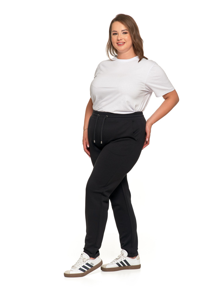 Spodnie - Damskie spodnie dresowe rurki eleganckie z kieszeniami CZARNY - produkt moraj.pl 5
