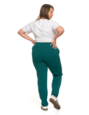 Spodnie - Damskie spodnie dresowe rurki eleganckie z kieszeniami CIEMNY ZIELONY - produkt 6