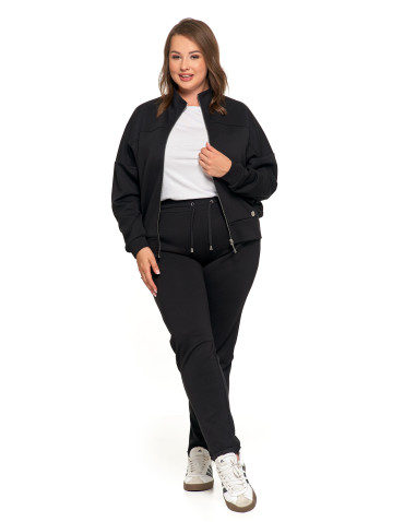 Bluzy - Bluza damska rozpinana ze stójką CZARNY - produkt 5