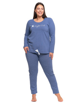 Damska piżama Plus Size z długim rękawem i wiązaną bluzką