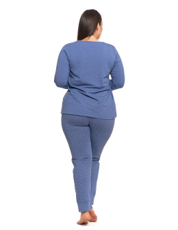 Damska piżama Plus Size z długim rękawem i wiązaną bluzką  - produkt 2