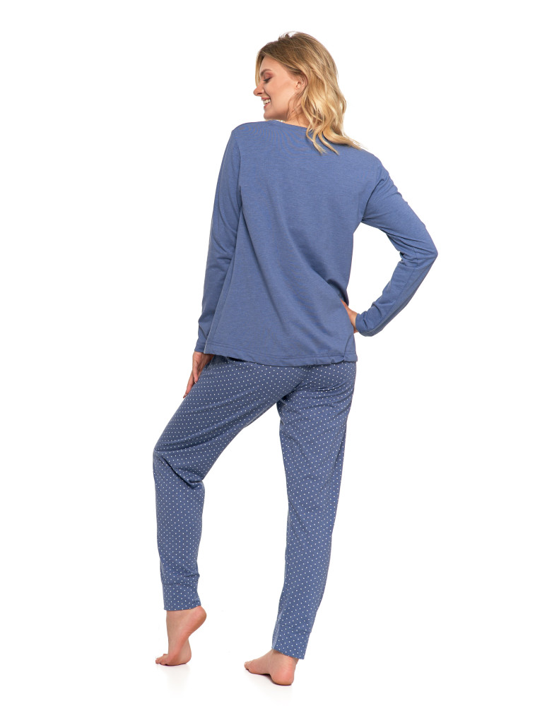 Długi rękaw - Damska piżama z długim rękawem i wiązaną bluzką JEANS - produkt moraj.pl 2
