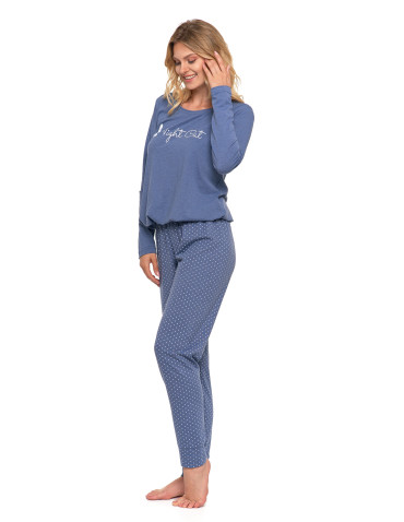 Długi rękaw - Damska piżama z długim rękawem i wiązaną bluzką JEANS - produkt 4