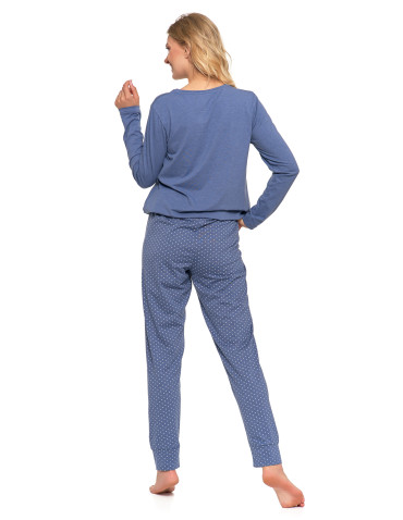Długi rękaw - Damska piżama z długim rękawem i wiązaną bluzką JEANS - produkt 5