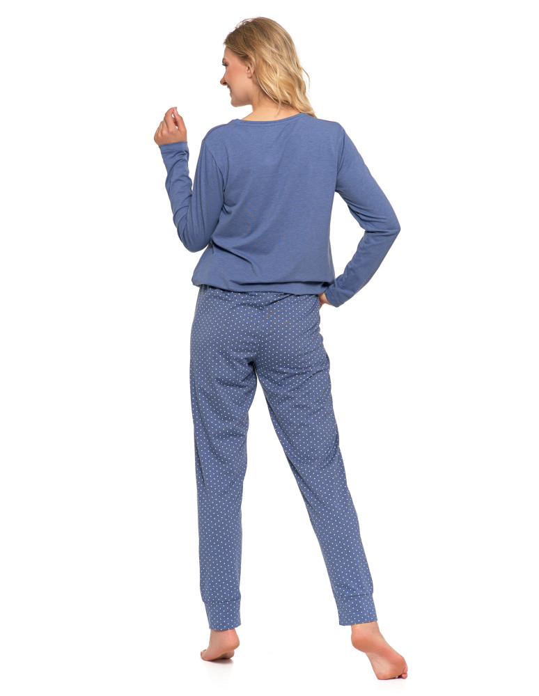 Długi rękaw - Damska piżama z długim rękawem i wiązaną bluzką JEANS - produkt moraj.pl 5