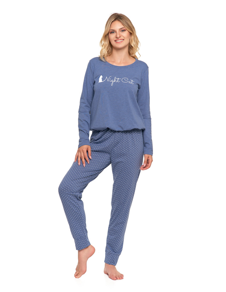 Długi rękaw - Damska piżama z długim rękawem i wiązaną bluzką JEANS - produkt moraj.pl 7