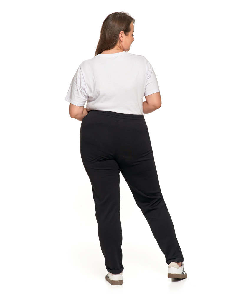Spodnie - Damskie spodnie dresowe rurki eleganckie z kieszeniami CZARNY - produkt moraj.pl 7