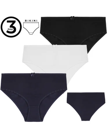 Majtki figi bikini damskie bawełniane klasyczne 3-pak