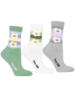 Damskie skarpetki długie w stokrotki i paski 3-pak