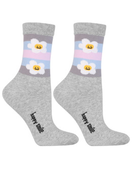 Damskie skarpetki długie w stokrotki i paski 3-pak  - produkt 2